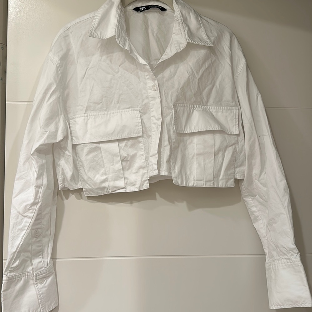Zara White Cargo Shirt